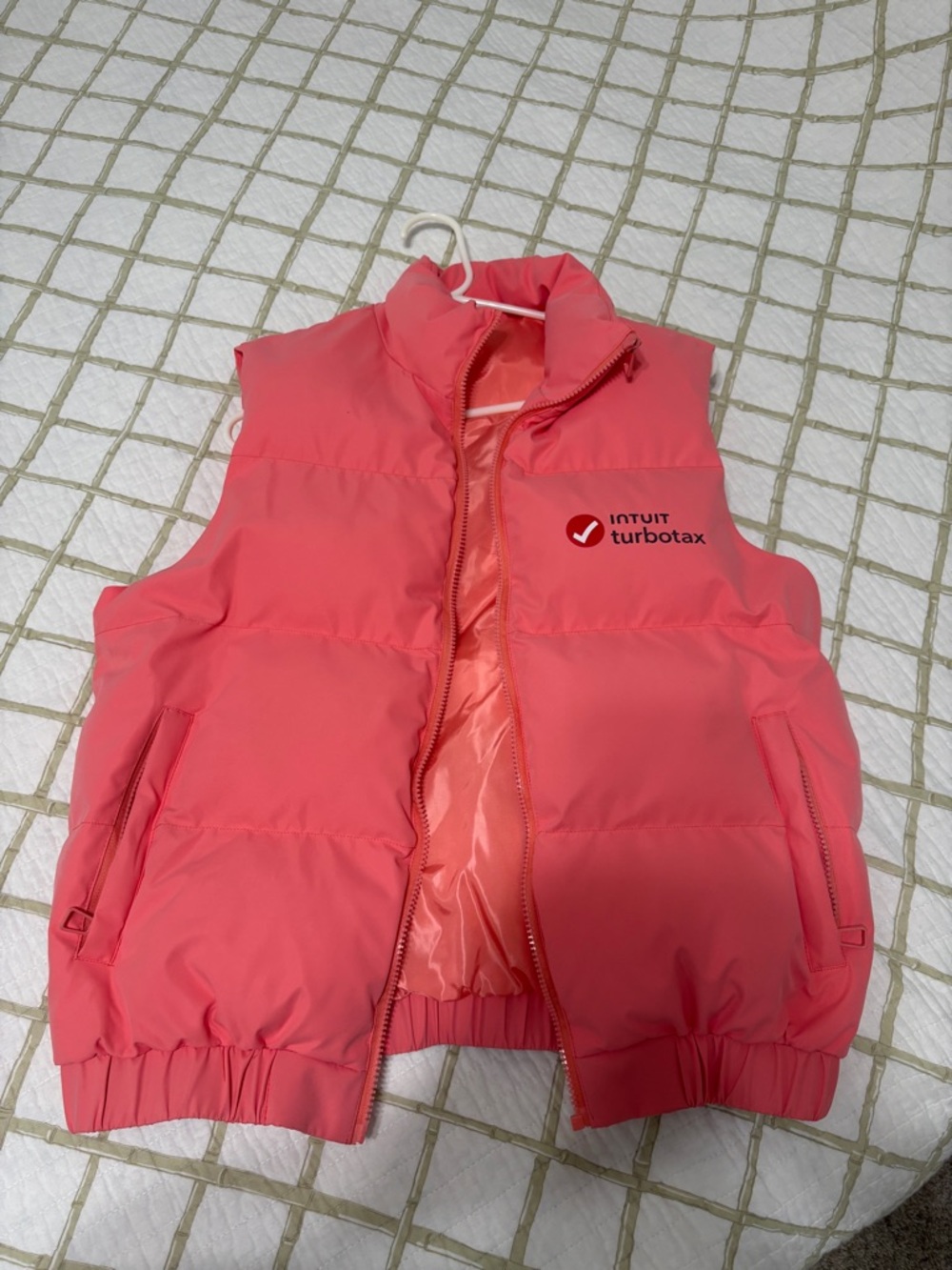 Intuit TurboTax Coral Pink Puffer Vest